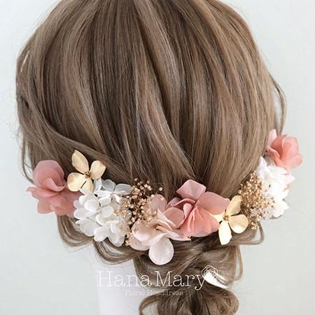 お花ヘアブーケ 髪飾り 成人式 卒業式 結婚式【くすみフローラル】振袖 袴 髪飾り